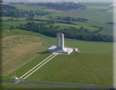 An aerial view of Vimy Ridge showing the Canadian Memorial